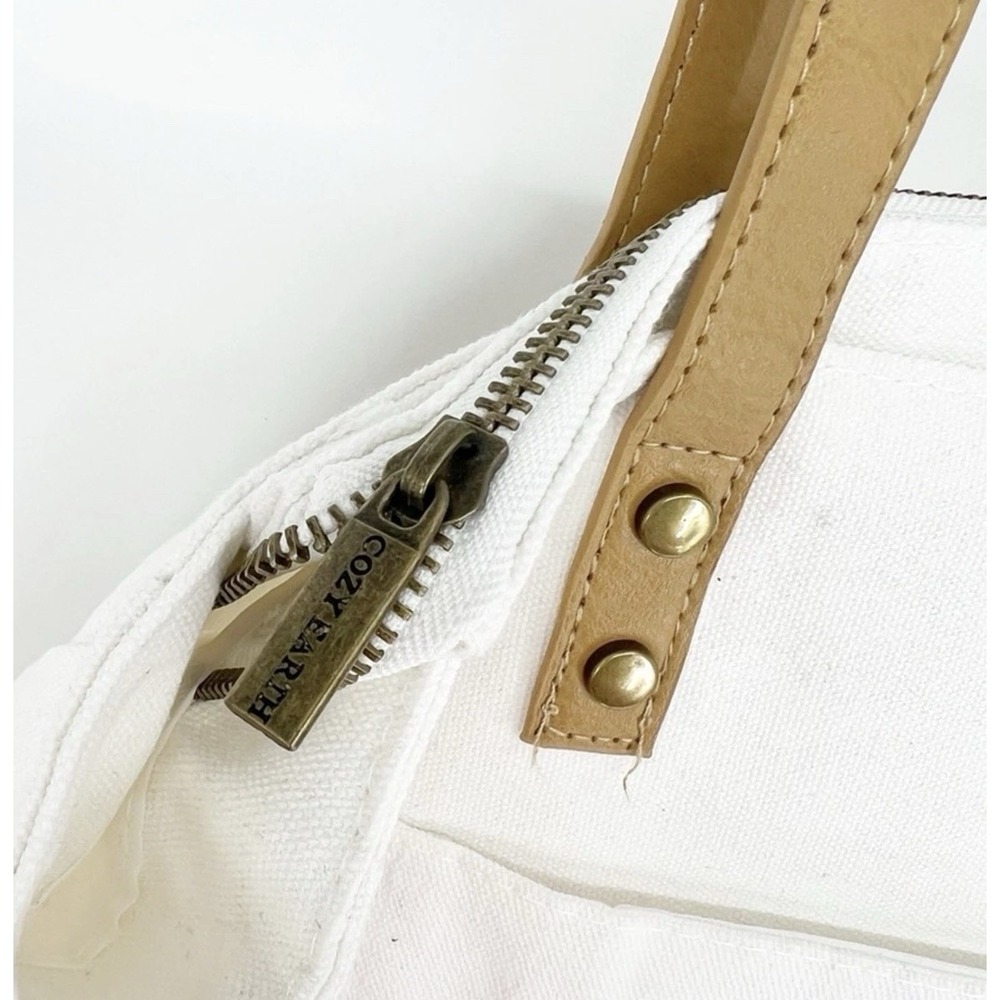 Cozy Earth Tote Storage Bag White Canvas Handbag Shoulder Strap Minimalist‎ - Picture 5 of 8